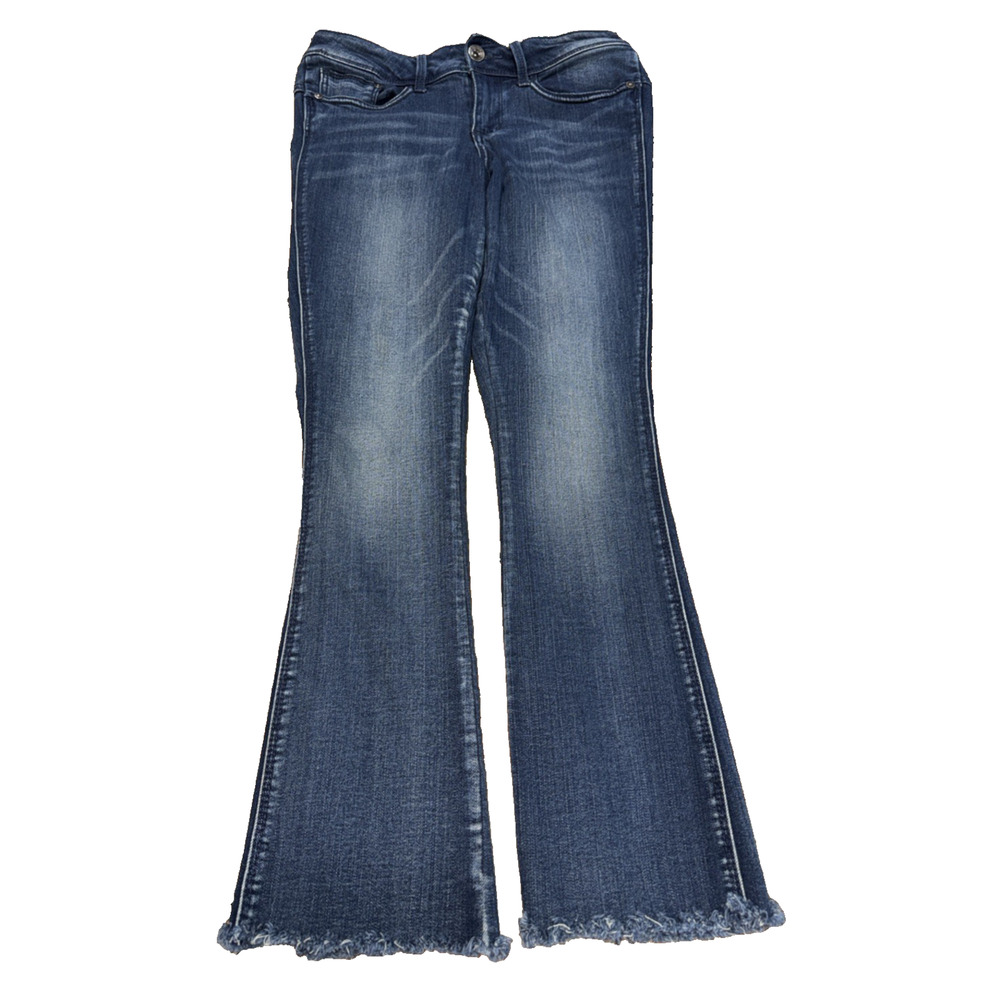 Seven7 Slim Boot Jeans Size 10 Medium Wash Bootcut Flare Raw Hem